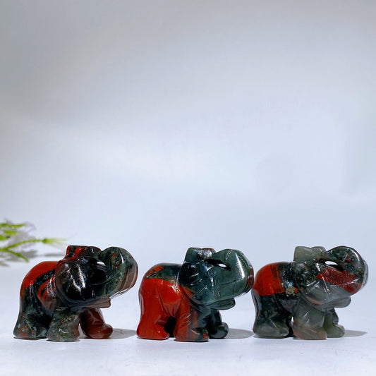 1.6“ Africa Blood Stone Elephant Carving Crystal Healing Bulk Wholesale