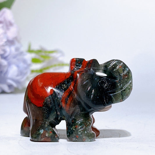 1.6“ Africa Blood Stone Elephant Carving Crystal Healing Bulk Wholesale