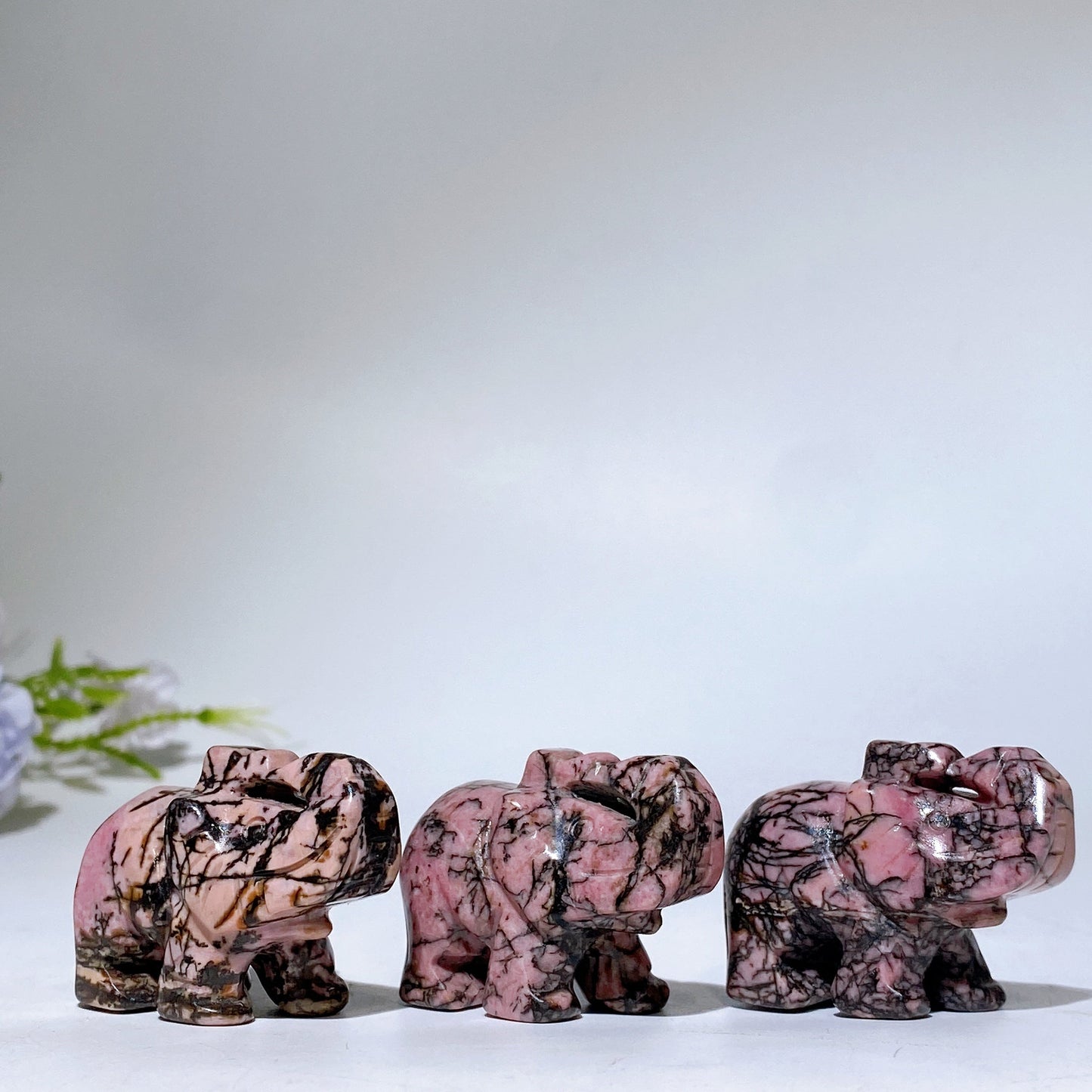 1.6” Rhodonite Elephant Carving Crystal Healing Bulk Wholesale