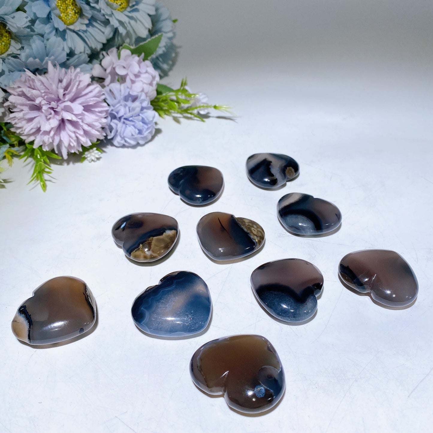 4cm UV Reactive Volcanic Agate Heart Carving Crystal Healing Bulk Wholesale