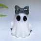 1.8" Natural White Jade Ghost with Bow Halloween Carving Crystal Healing Bulk Wholesale