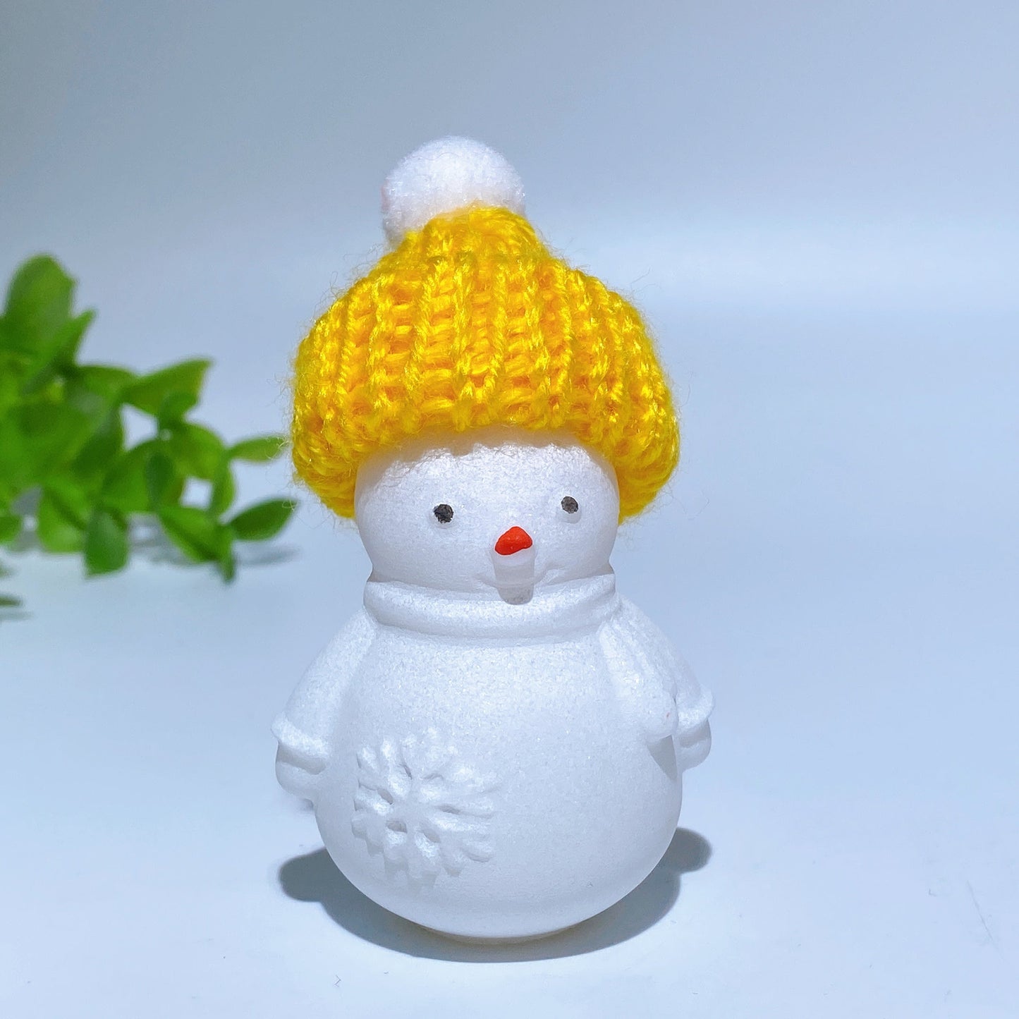 2.2" White Jade Snowman Carving with Cap Crystal Healing Bulk Wholesale