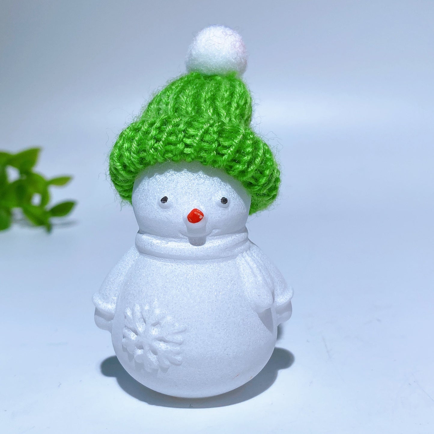 2.2" White Jade Snowman Carving with Cap Crystal Healing Bulk Wholesale