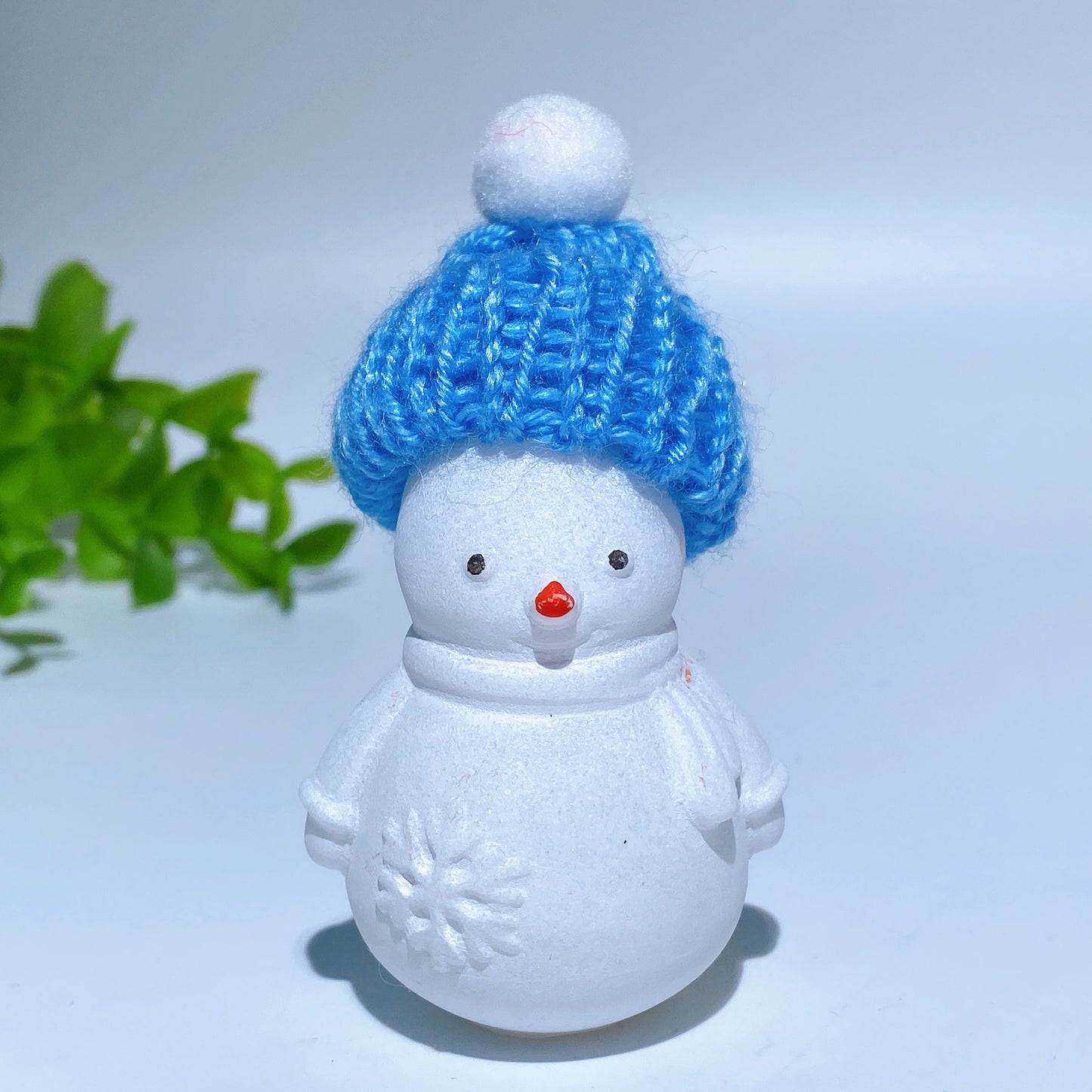 2.2" White Jade Snowman Carving with Cap Crystal Healing Bulk Wholesale