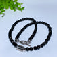 6mm Black Obsidian with Crystal Stainless Steel Neckalce Crystal Healing Bulk Wholesale