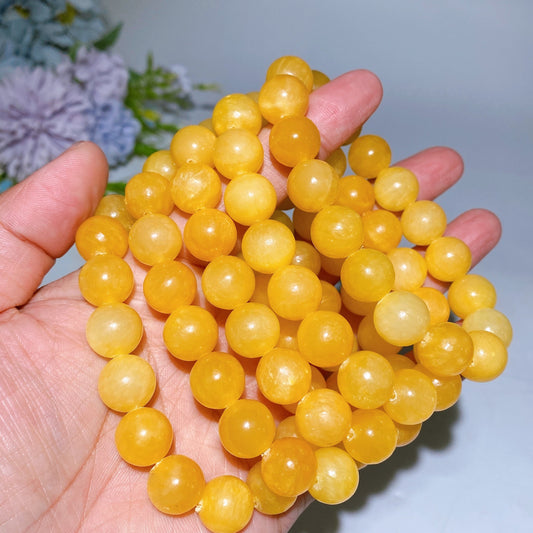 12mm Orange Calcite Bracelet Crystal Healing Bulk Wholesale