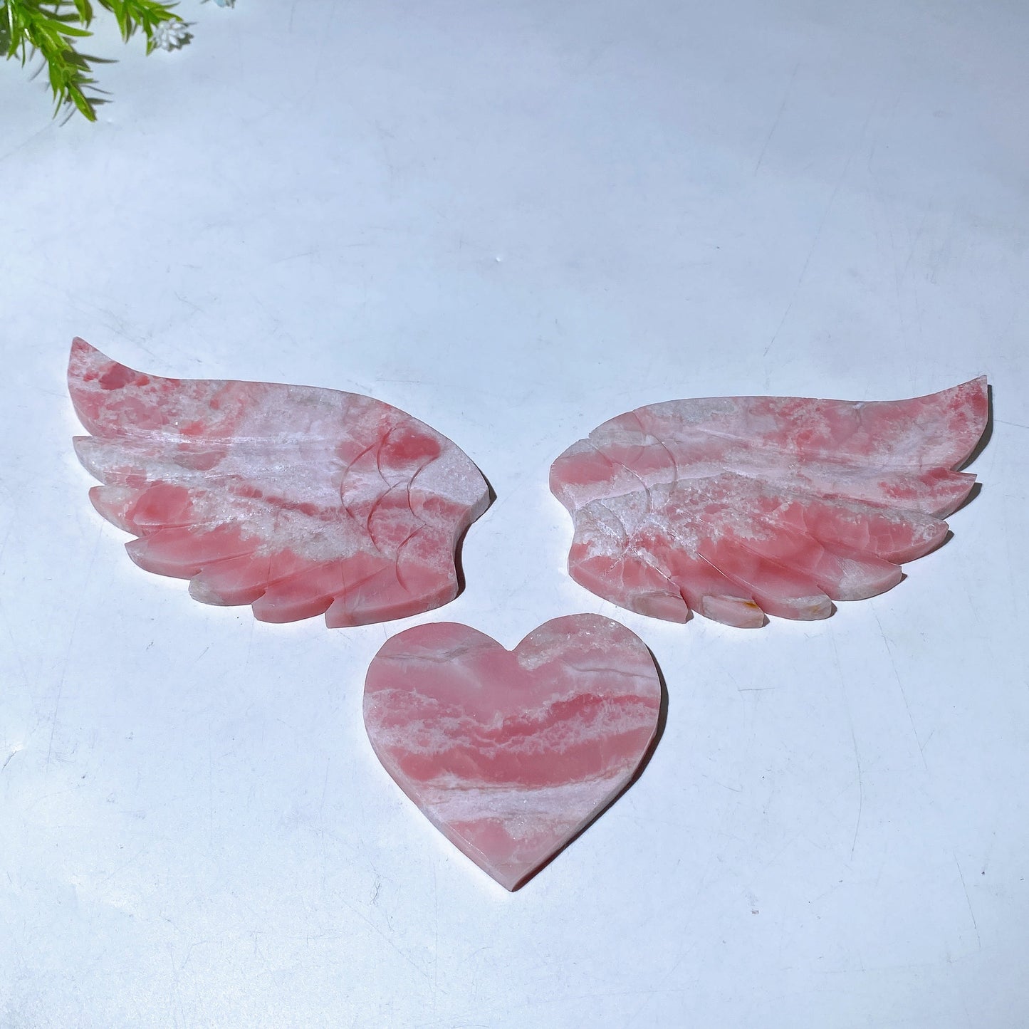 25cm Pink Opal Heart Wings Carving with Stand Crystal Healing Bulk Wholesale