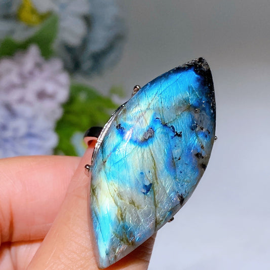 1.2"-1.7" Irregular Shape Labradorite Ring Crystal Healing Bulk Wholesale