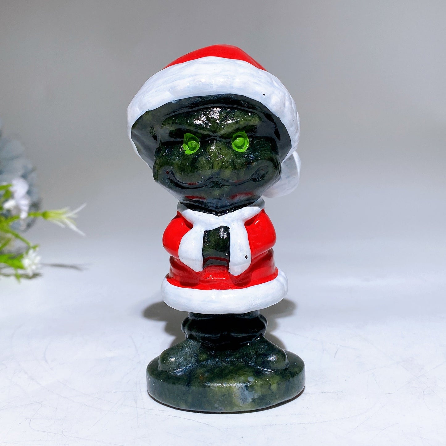 4.0" Serpentine Grinch with Printing for Christmas Crystal Healing Bulk Wholesale