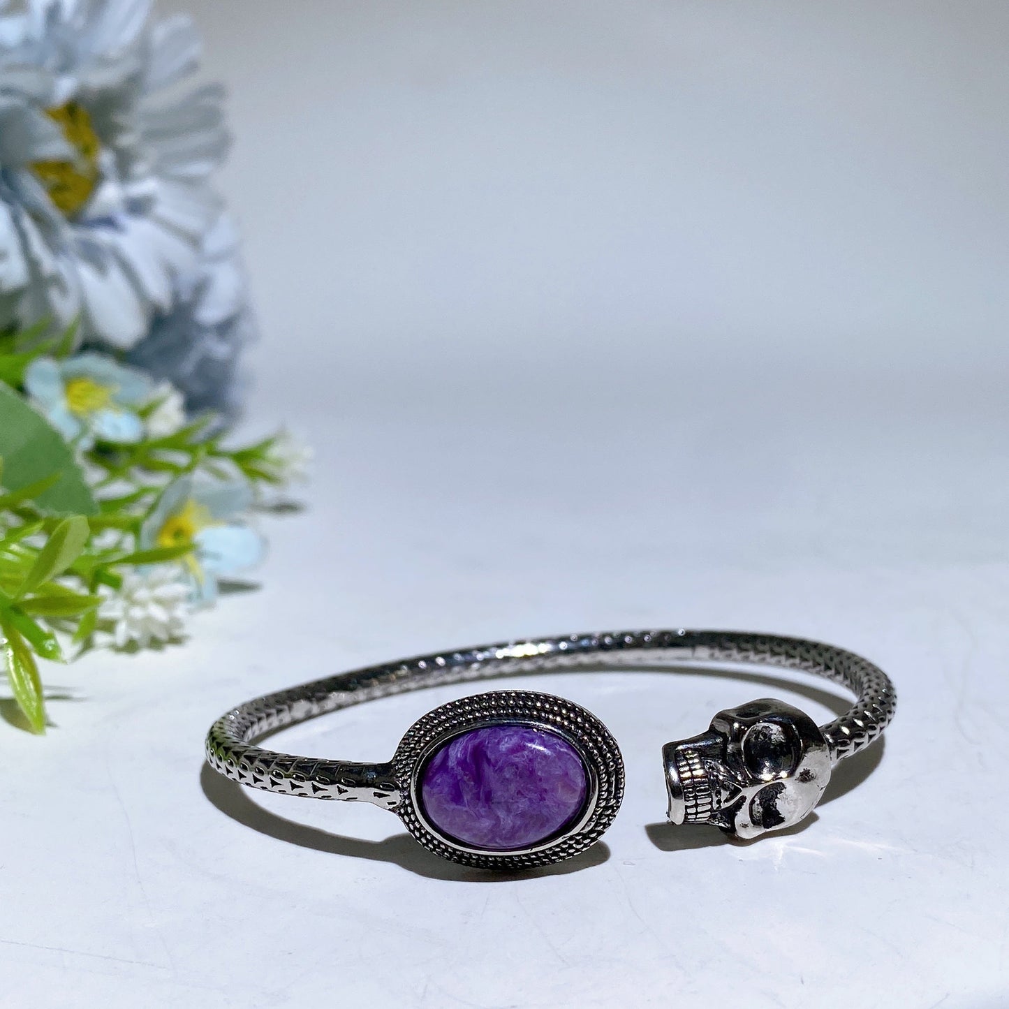 Metal Skull Crystal Bangle Crystal Healing Bulk Wholesale