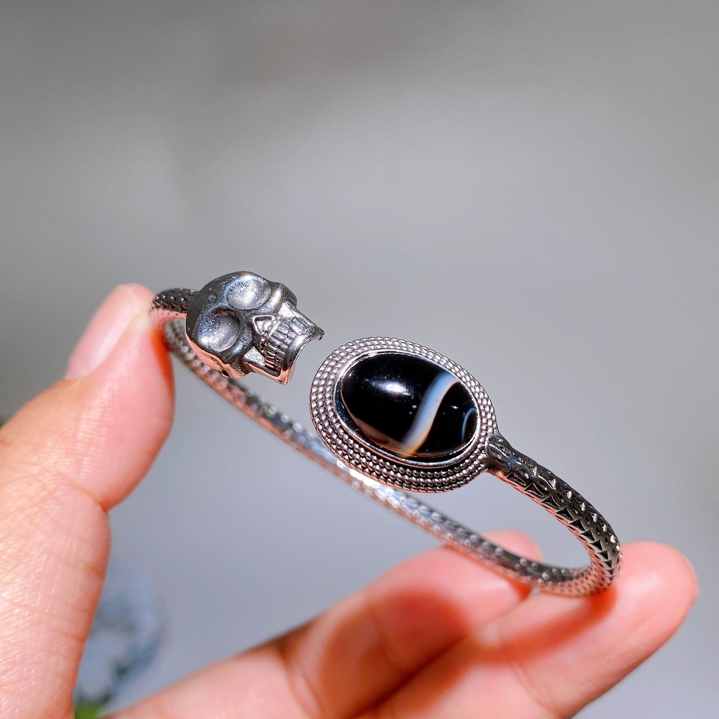 Metal Skull Crystal Bangle Crystal Healing Bulk Wholesale