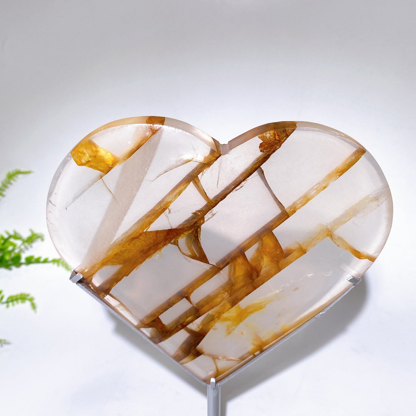 Natural Golden Healer Heart Carving with Stand Crystal Healiing Bulk Wholesale