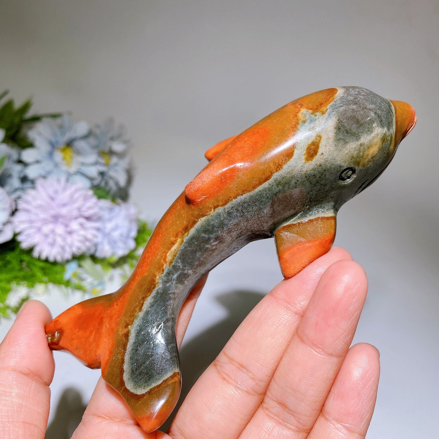 5.0"-6.0" Polychrome Dolphin Carving Crystal Healing Bulk Wholesale