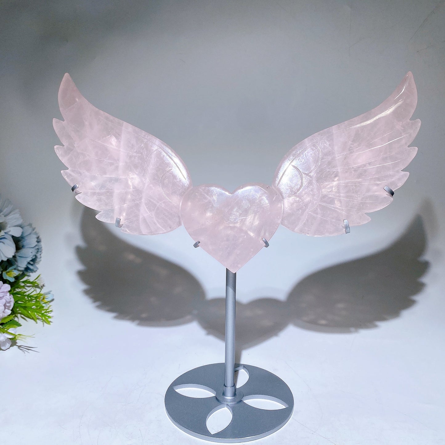 Crystal Heart Wings Carving with Stand Crystal Healing Bulk Wholesale