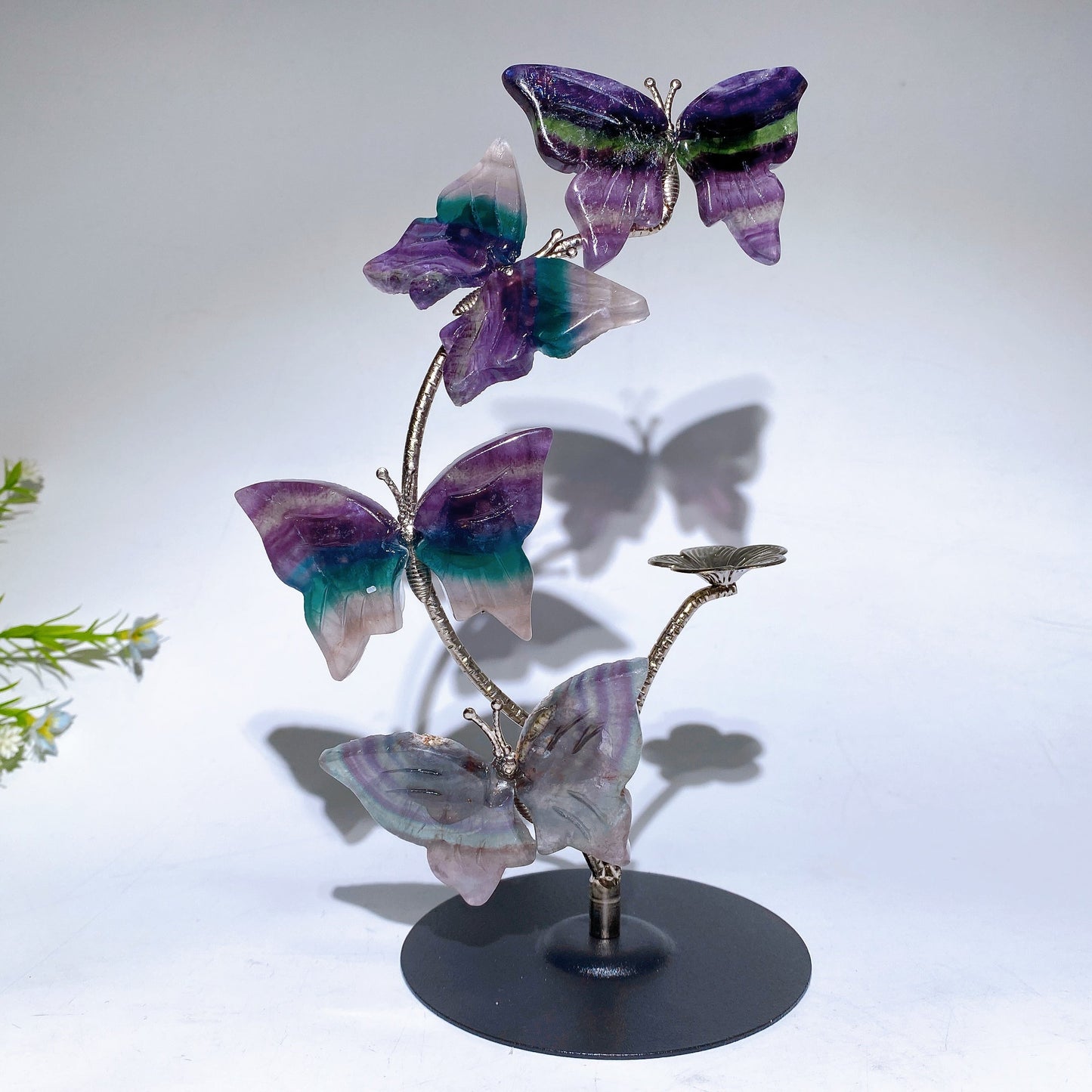 21cm Natrual Butterfly Sphere Holder Crystal Healing Bulk Wholesale