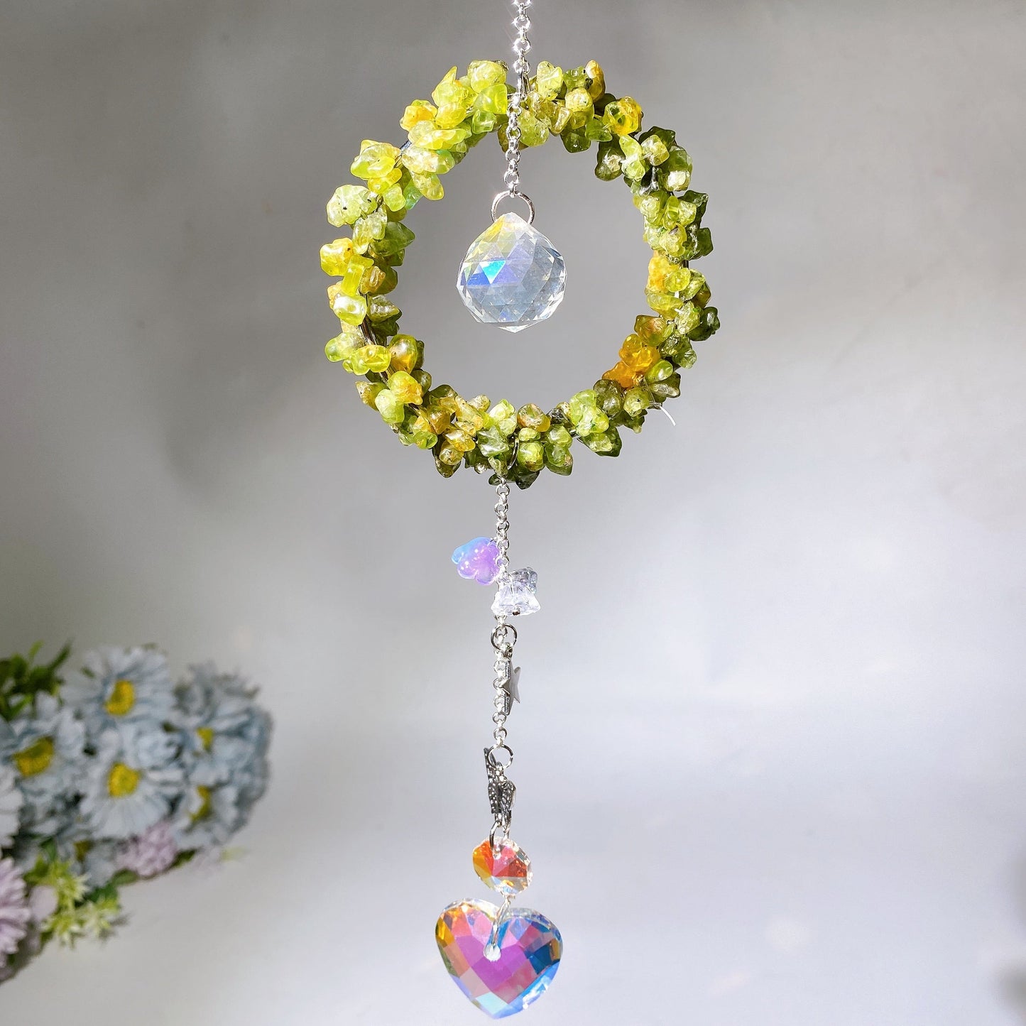 Crystal Chips Suncatcher Hanging Ornament Crystal Healing Bulk Wholesale