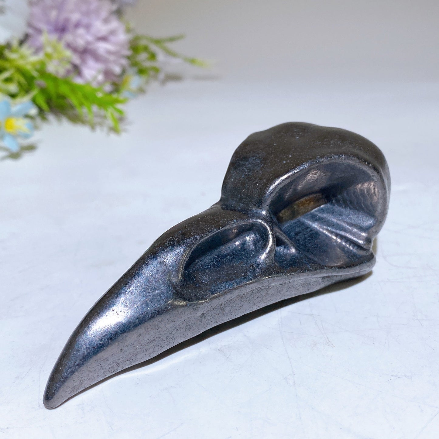 3.8" Schungite Raven Skull Carving Crystal Healing Bulk Wholesale