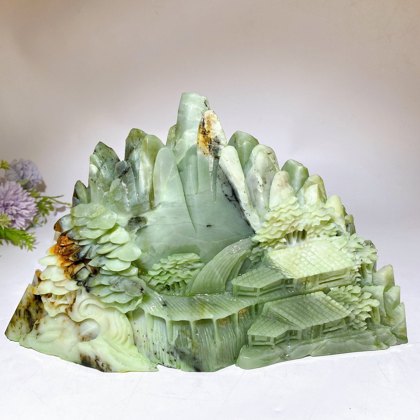 31cm Large Unique Jade Landscape Scenery Carving Crystal Healing Bulk Wholesale