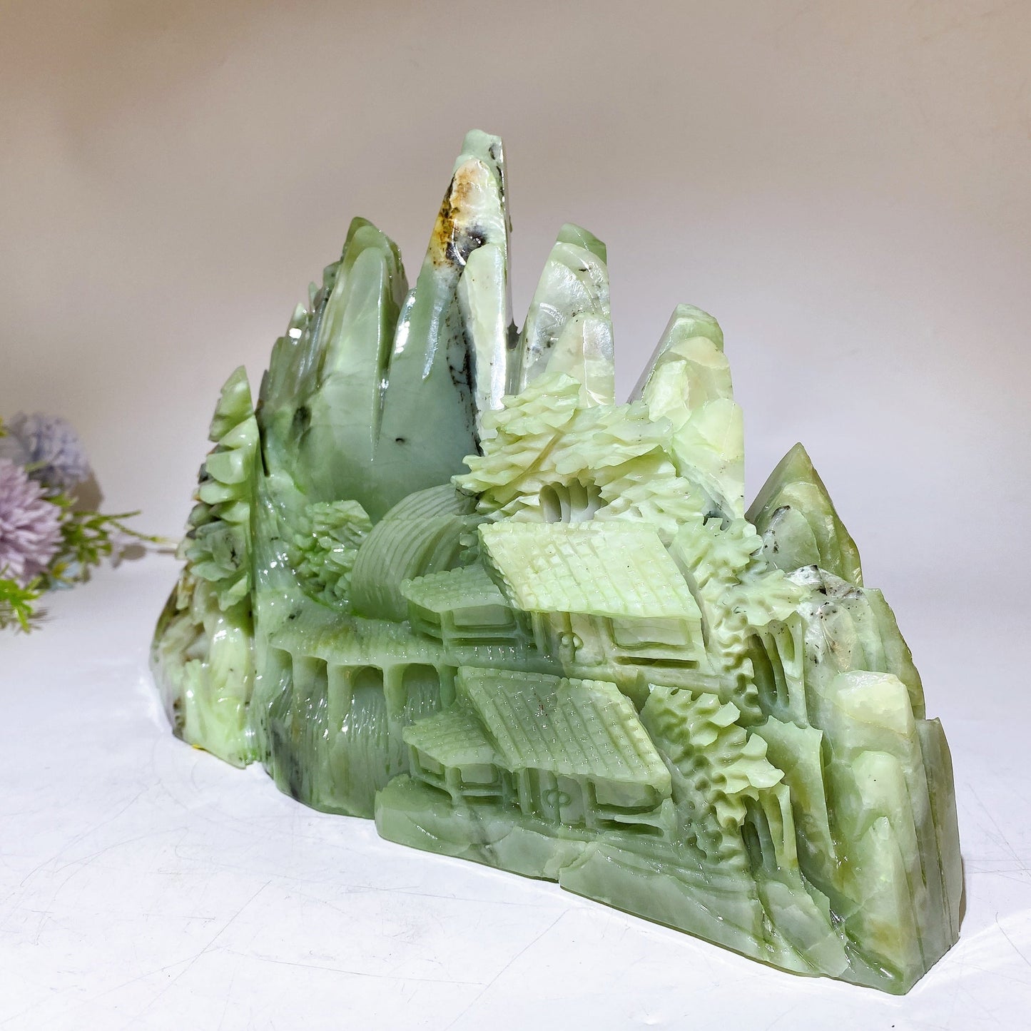 31cm Large Unique Jade Landscape Scenery Carving Crystal Healing Bulk Wholesale