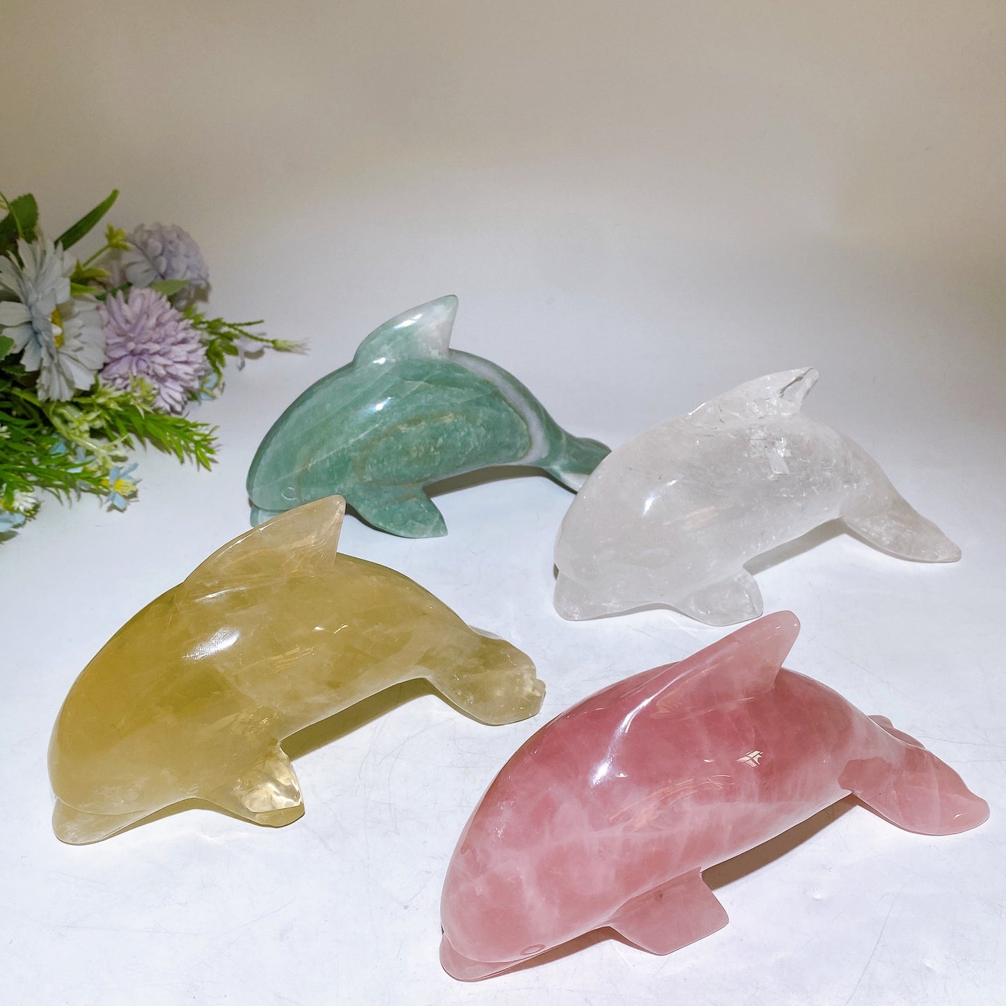 17-18cm Crystal Dolphin Carving Crystal Healing Bulk Wholesale