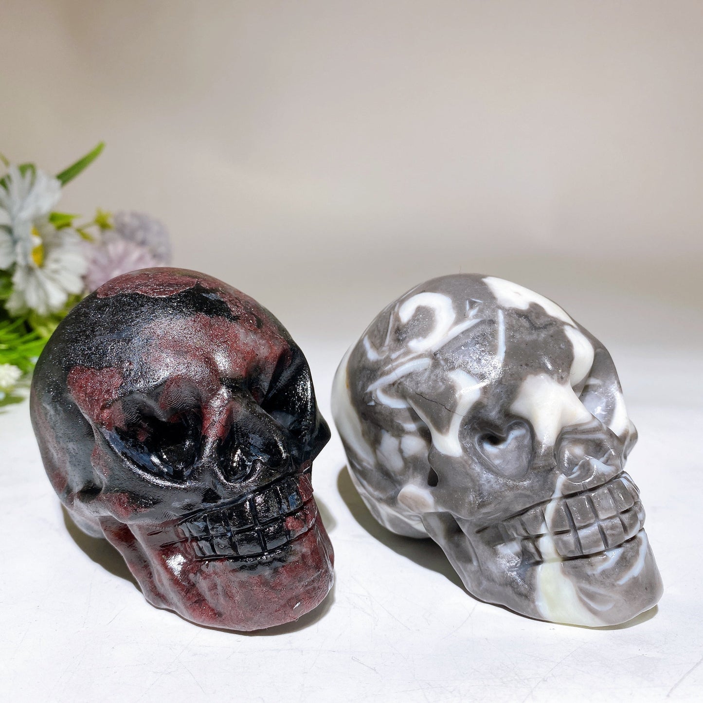 3.7"-3.9" Garnet Shell Stone Skull Carving Crystal Healing Bulk Wholesale