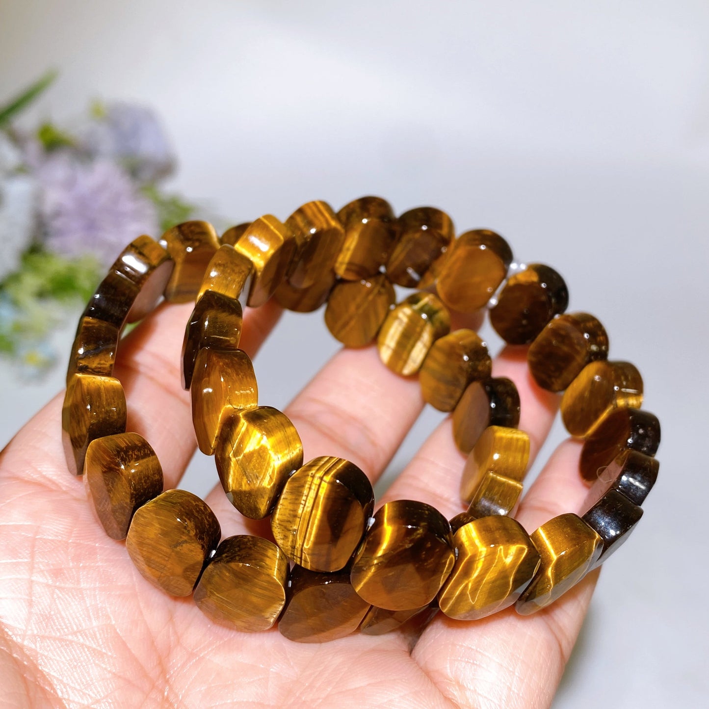 Faceted Yellow Tiger's Eye Bangle Crystal Healing Bulk Wholesale
