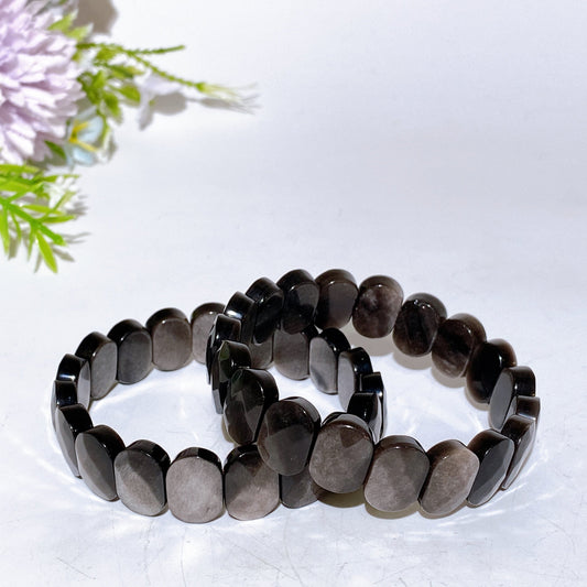 Faceted Silver Obsidian Bangle Crystal Healing Bulk Wholesale