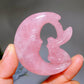 2.3" Dream Amethyst Rose Quartz Moon Fairy Carving Crystal Healing Bulk Wholesale