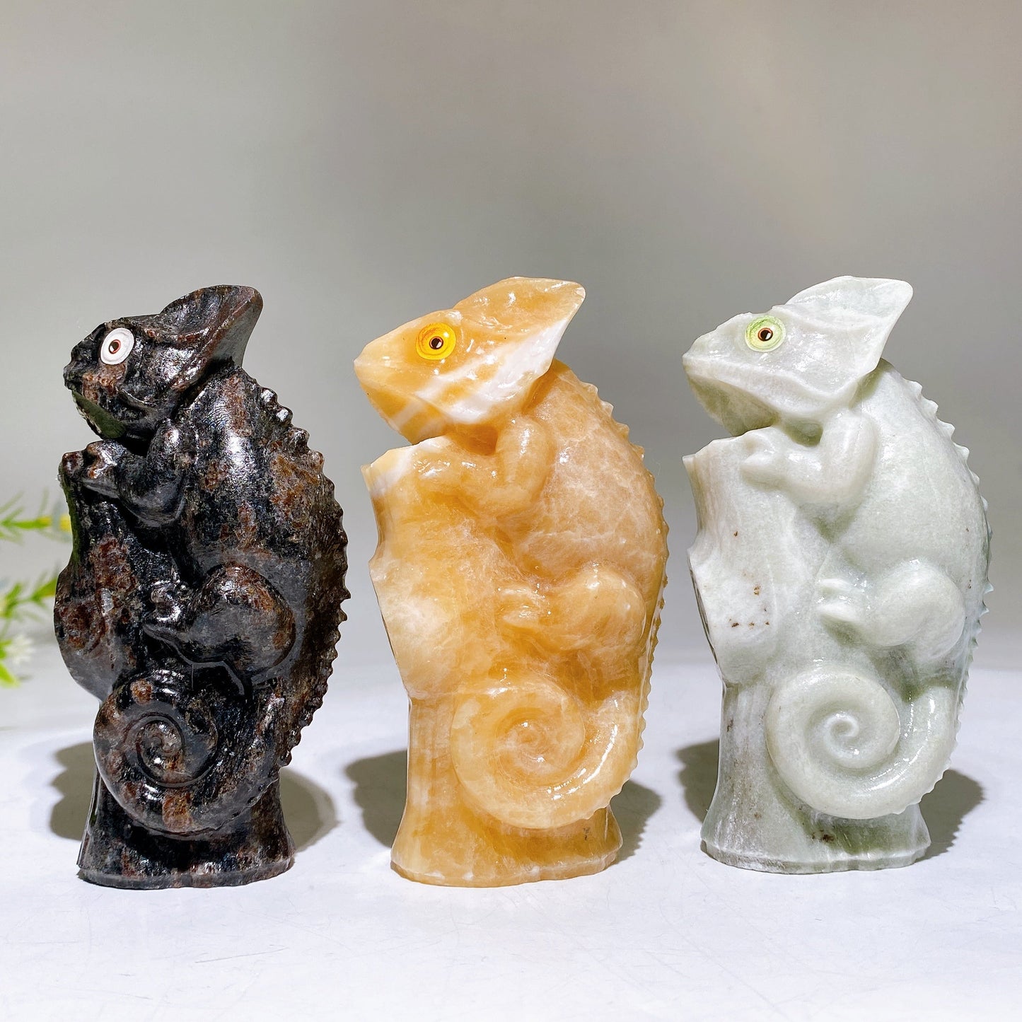 3.9" Natural Jade Chameleon Carving Crystal Healing Bulk Wholesale