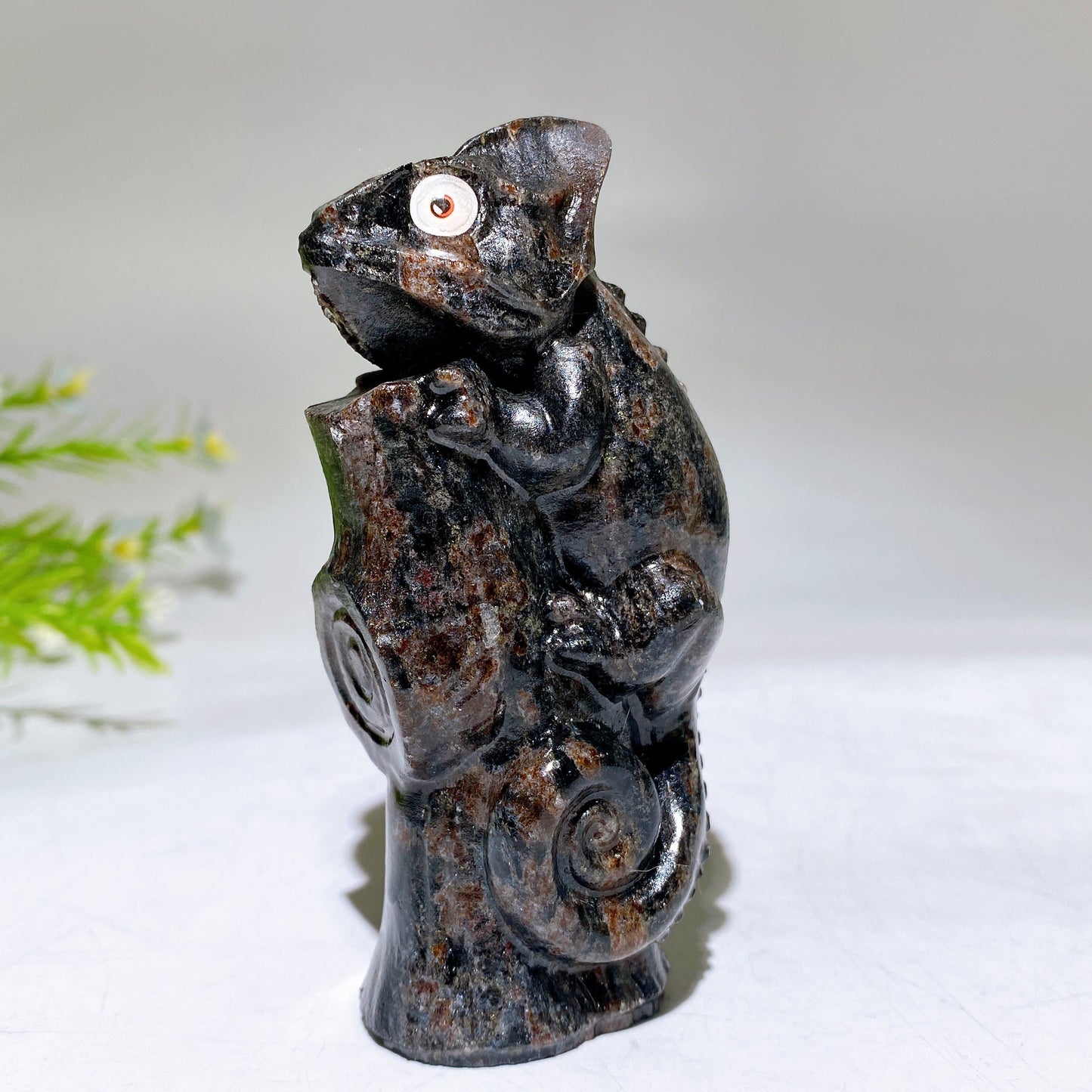 3.9" Natural Jade Chameleon Carving Crystal Healing Bulk Wholesale