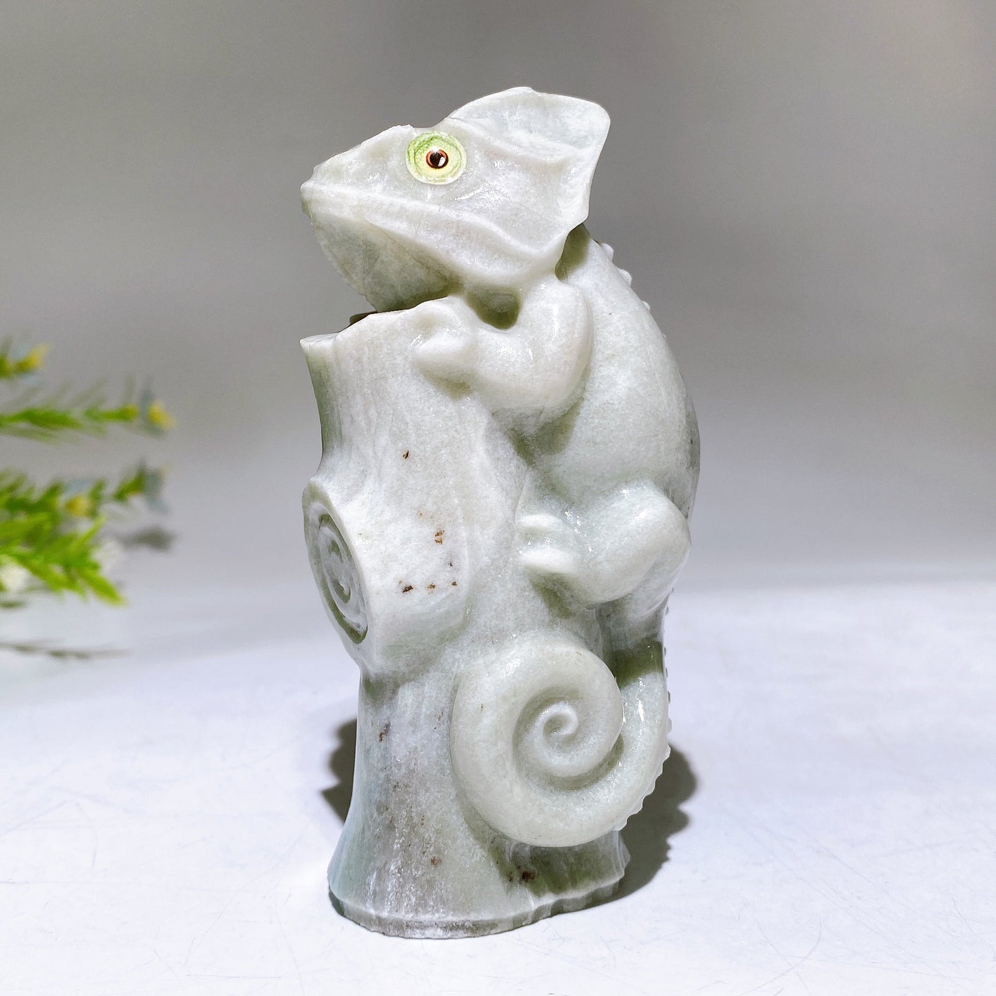 3.9" Natural Jade Chameleon Carving Crystal Healing Bulk Wholesale