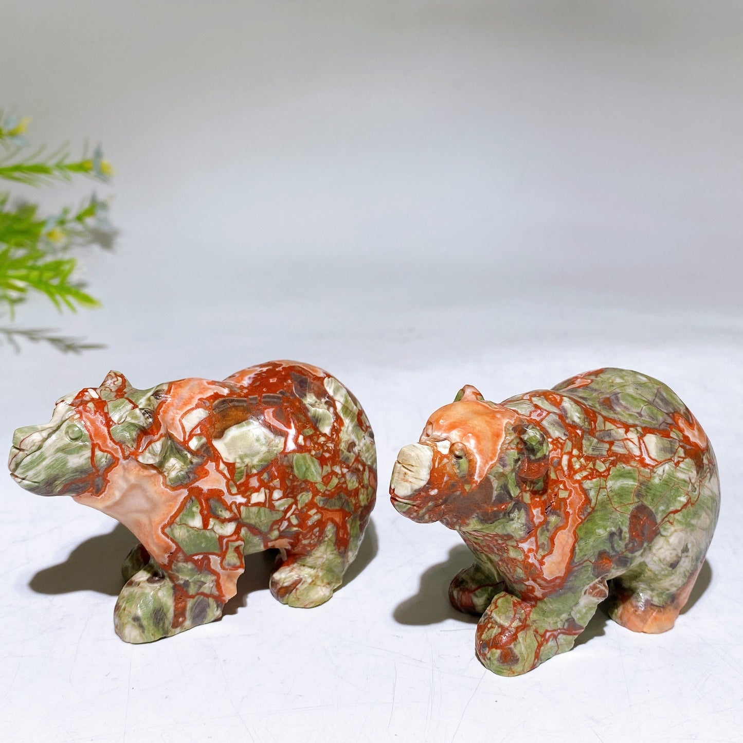 3.1" Natural Money Agate Polar Bear Carving Crystal Healing Bulk Wholesale