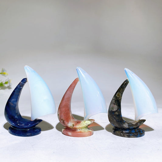 3.0" Crystal Sailboat Carving Crystal Healing Bulk Wholesale