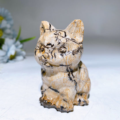 Picture Jasper Cat Carving Crystal Healing Bulk Wholesale