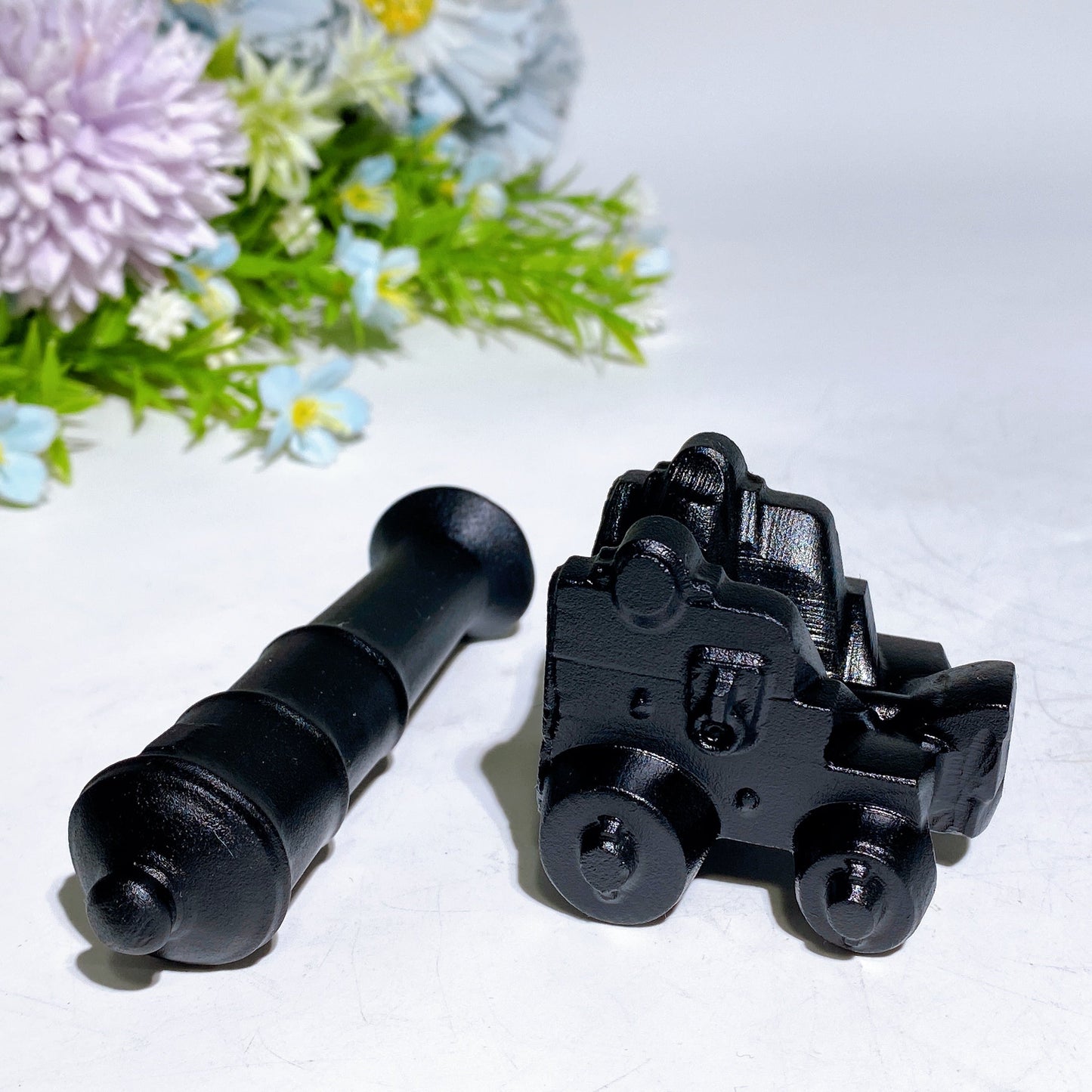Black Obisidian Serpentine Cannon Carving Crystal Healing Bulk Wholesale