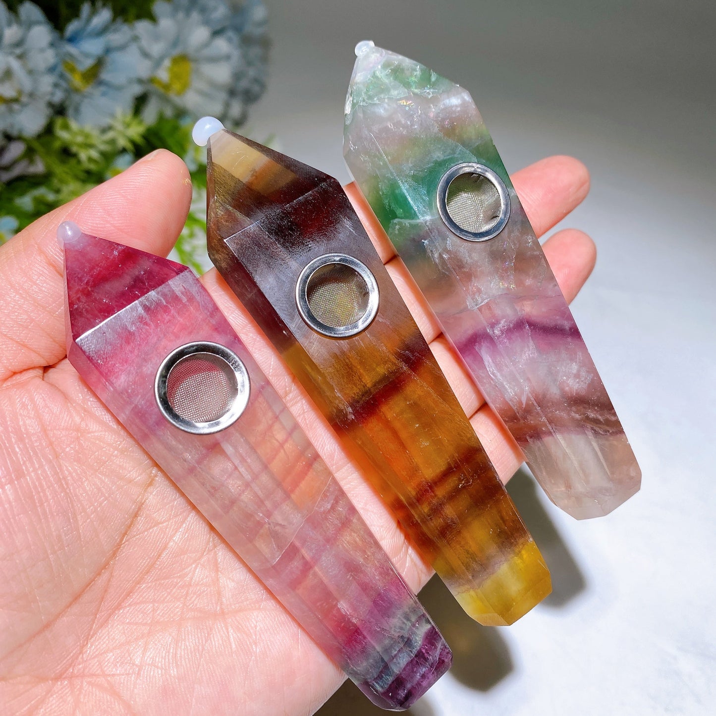 3.9"-4.2" Crystal Smoking Pipe Carving Crystal Healing Bulk Wholesale