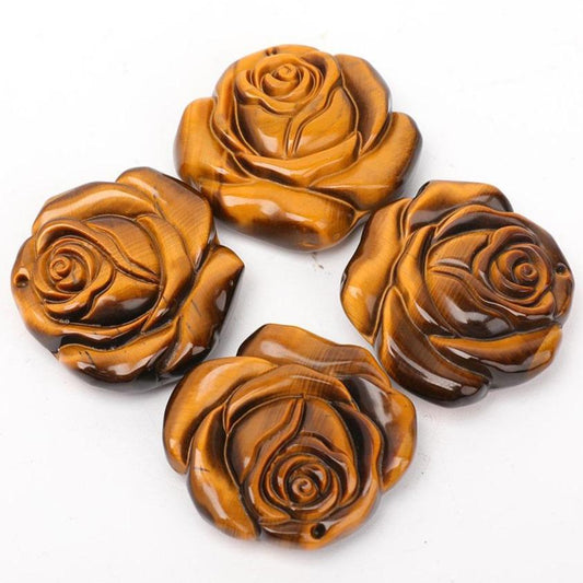 Tiger Eye Rose Flower Carvings Wholesale Crystals