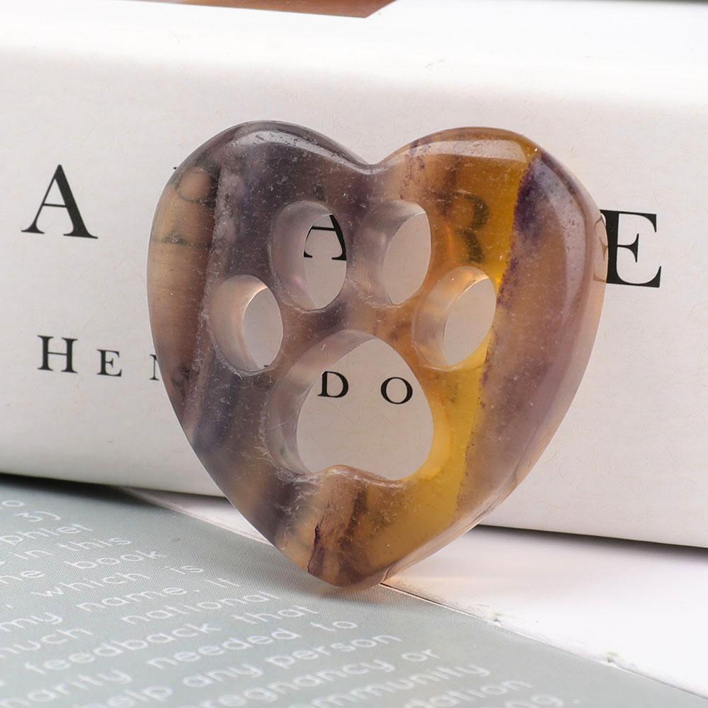 Fluorite Heart Shape with Claw Crystal Carving Wholesale Crystals