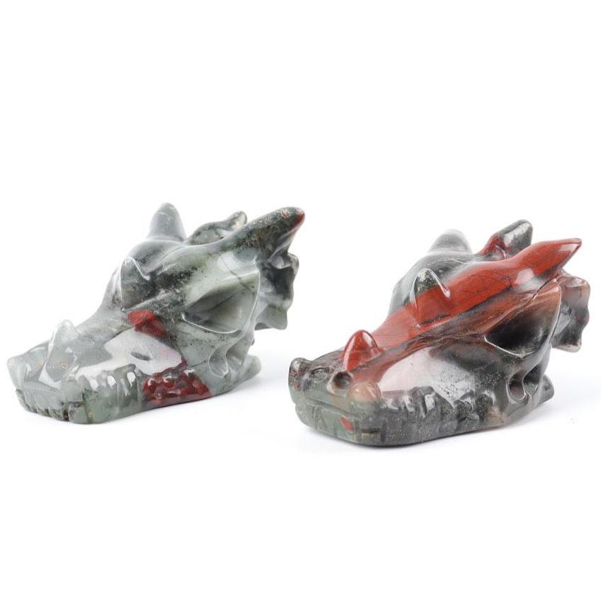 African Blood Stone Dragon Head Carvings Wholesale Crystals