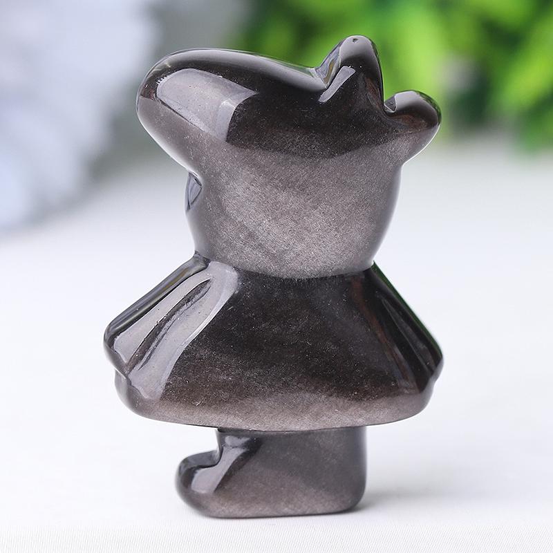 1.8" Silver Obsidian Peppa Pig Crystal Carvings Wholesale Crystals