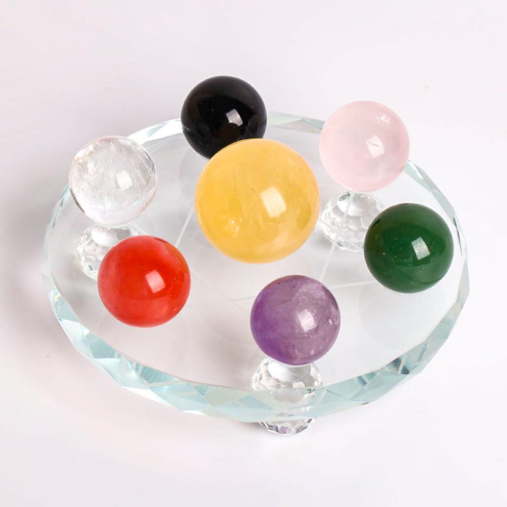 Chakra Sphere With Glass Chakra Stand Full Set Wholesale Crystals