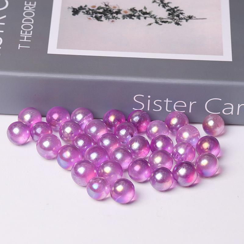 0.5-0.7'' High Quality Purple Aura Crystal Spheres Crystal Balls for Healing Wholesale Crystals
