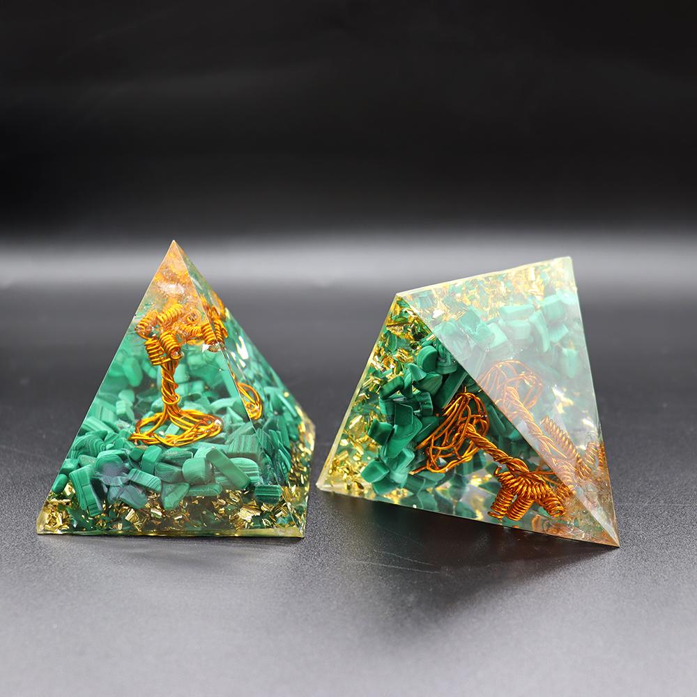 Tree of life Infused Malachite Crystal Chips Pyramid Wholesale Crystals