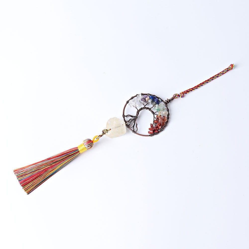 Chakra Life Tree Hanging Ornament with Tassel Wholesale Crystals
