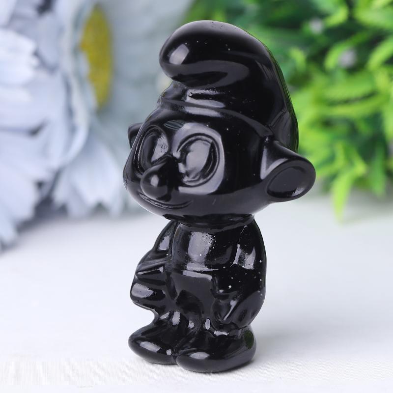 2.5" Black Obsidian Smurfs Crystal Carvings Wholesale Crystals