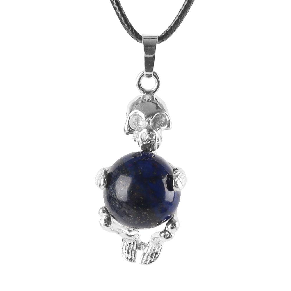 Silver Skeleton Wrapped Round Ball Gemstone Healing Crystal Pendant Wholesale Crystals