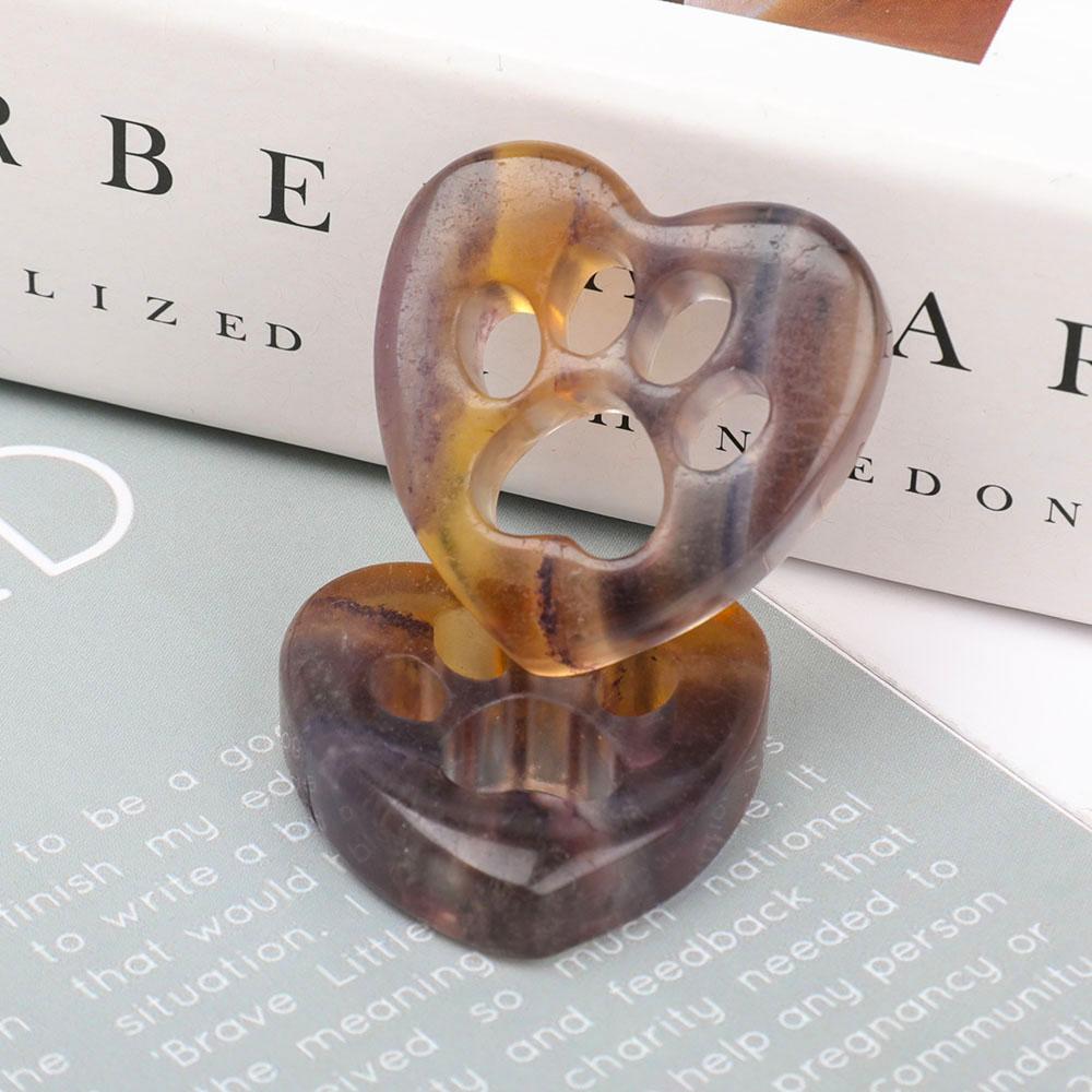 Fluorite Heart Shape with Claw Crystal Carving Wholesale Crystals