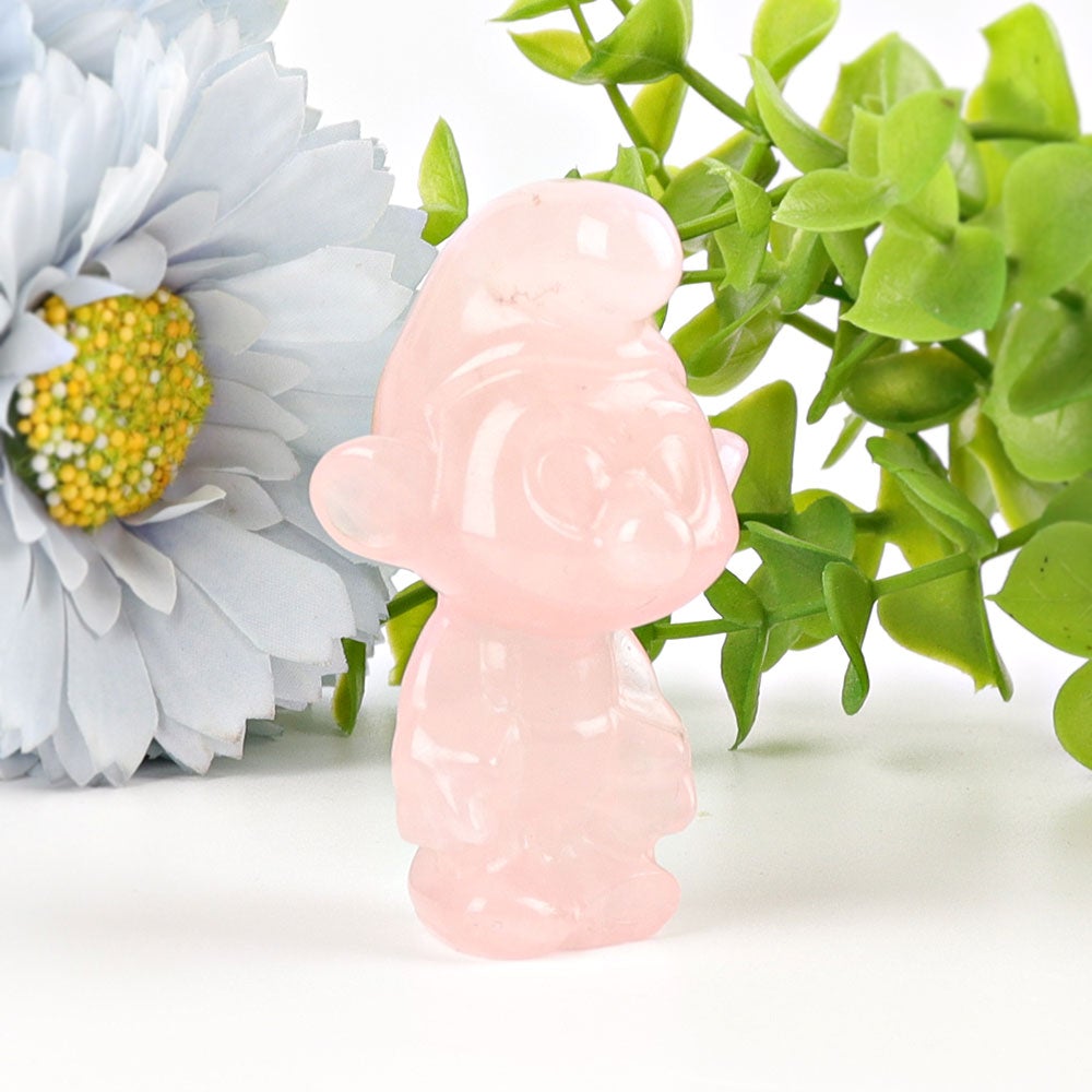 2.3" Rose Quartz Smurfs Crystal Carvings Wholesale Crystals