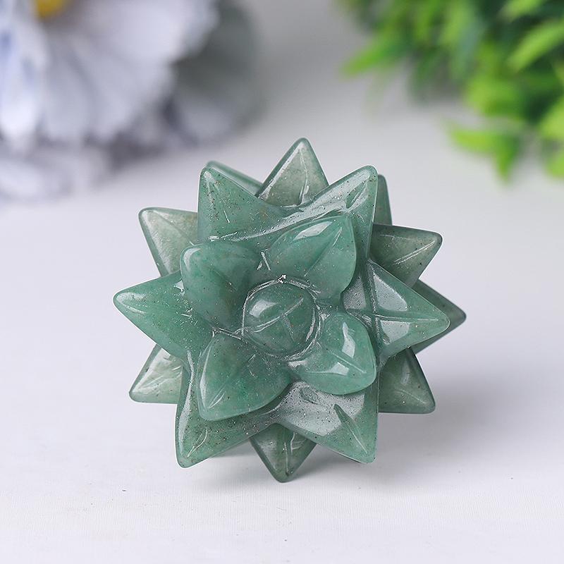 2" Green Aventurine Flower Crystal Carving Wholesale Crystals