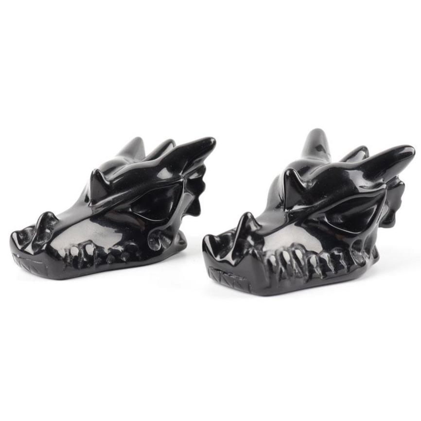 Black Obsidian Dragon Head Carvings Wholesale Crystals